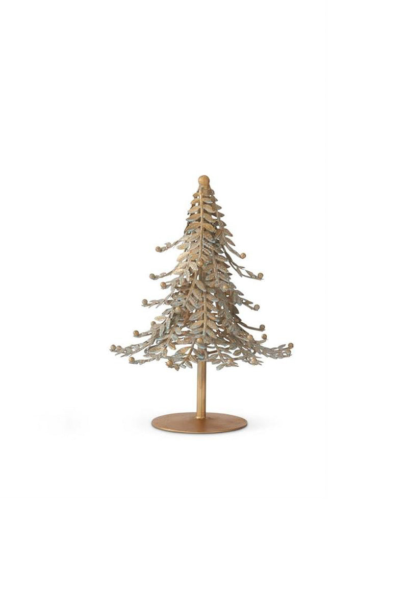 Patina Metal Christmas Tree Small Green & Gold