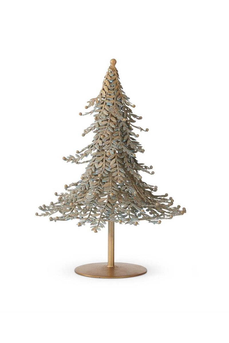 Patina Metal Christmas Tree Medium Green & Gold