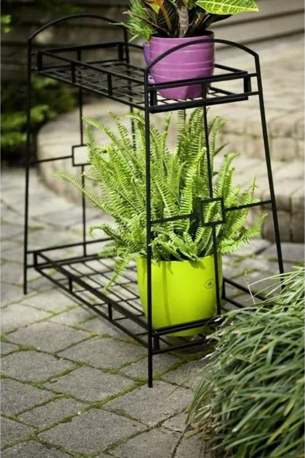 PLANT STAND 2 TIER TRAY BK32"H