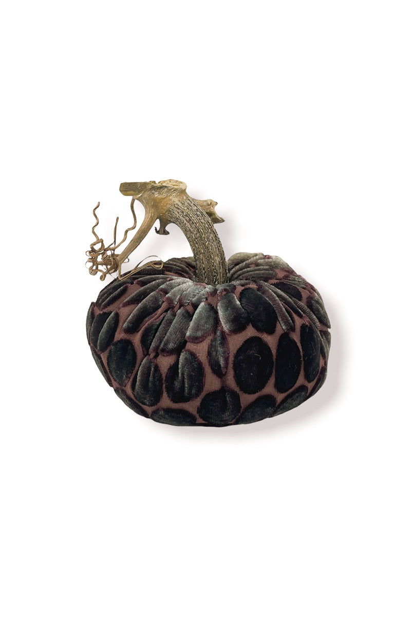 Plush Pumpkin Velvet Pumpkin 6" Green Gold Dot