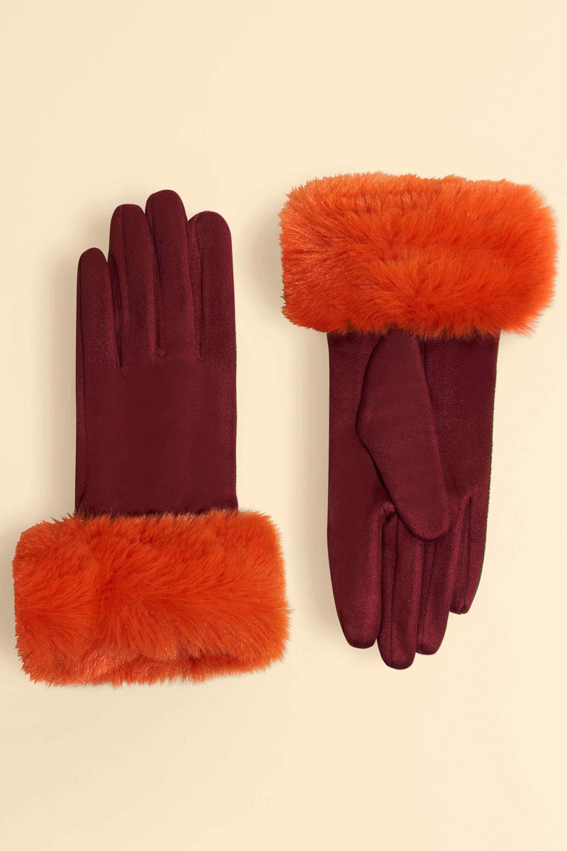 Powder Design Betinna FF Cuff Gloves Burgundy/Tangerine