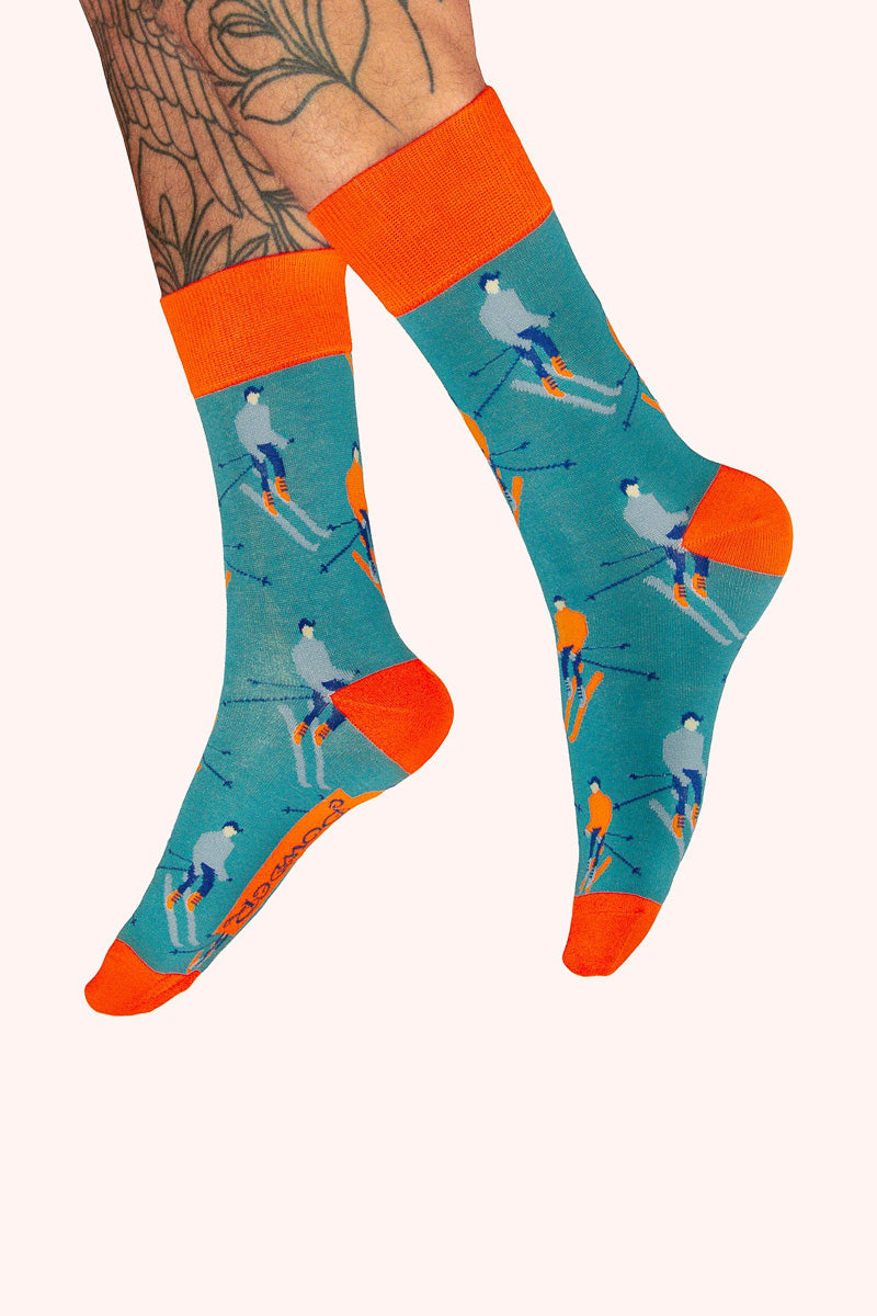 Powder Design Men's Socks Skiers Teal