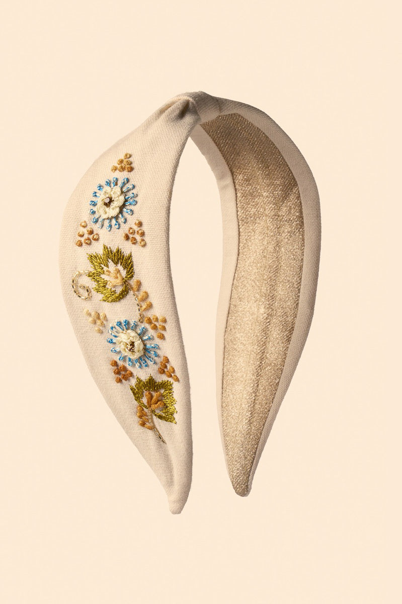 Powder Design Embroidered Headband Perfect Poise Coconut