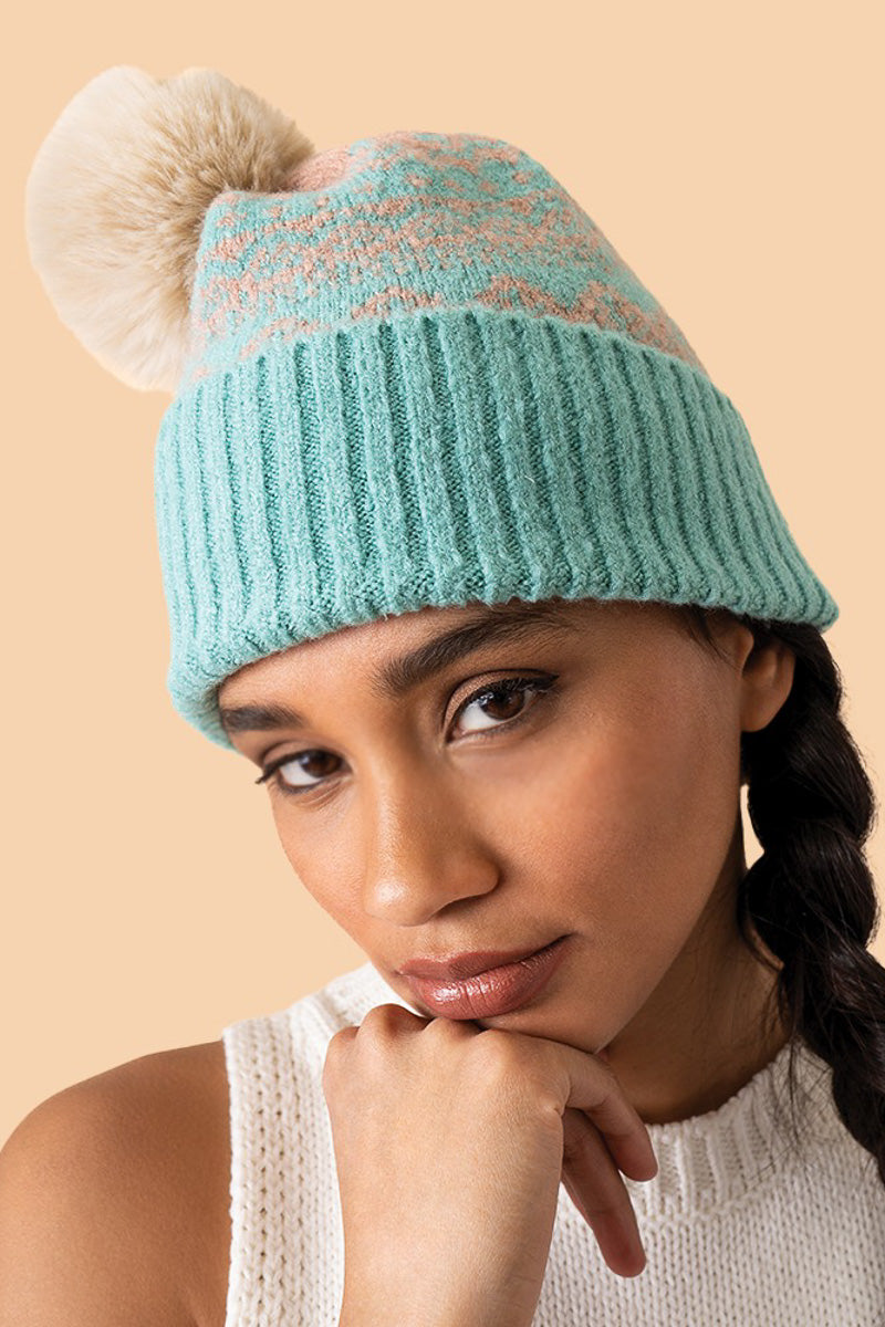 Powder Design Thora Bobble Hat Aqua/Taupe
