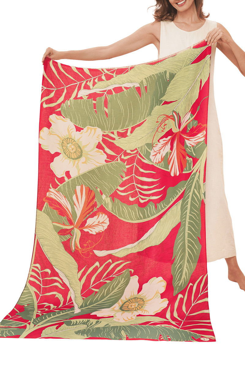 Powder Design Printed Delicate Tropical Scarf