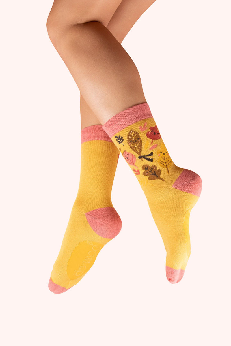 Powder Design Ankle Socks Happy Leaves Custard