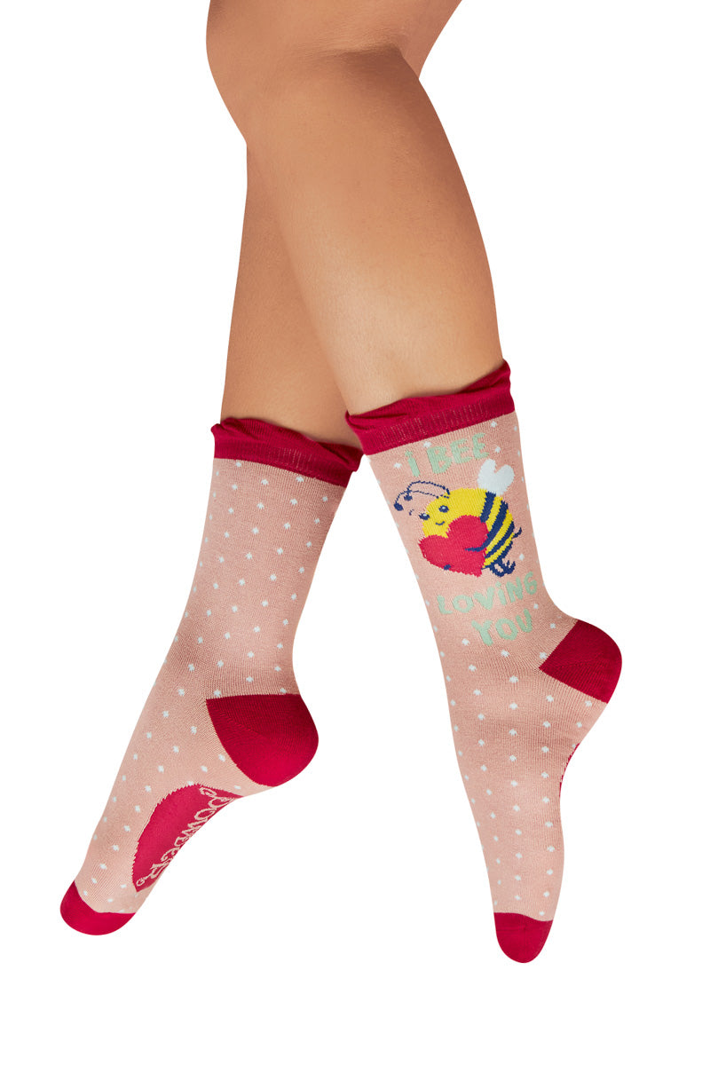 Powder Design Women's Ankle Socks I Bee Loving You Petal