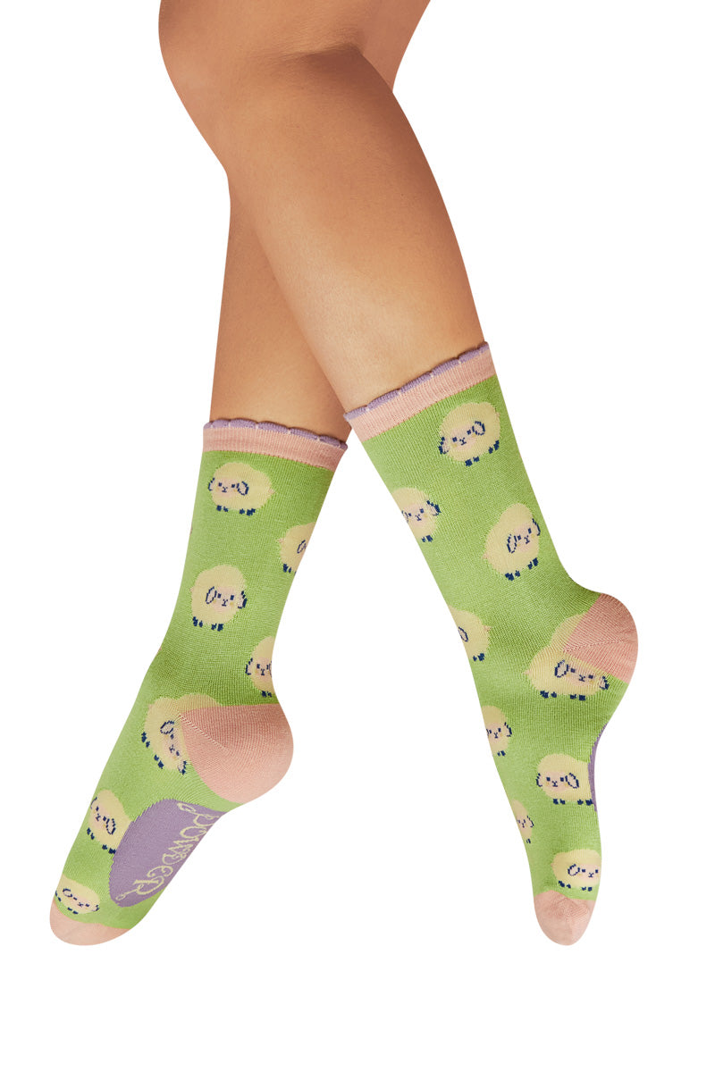 Powder Design Women's Ankle Socks Marshmallow Sheep Mint