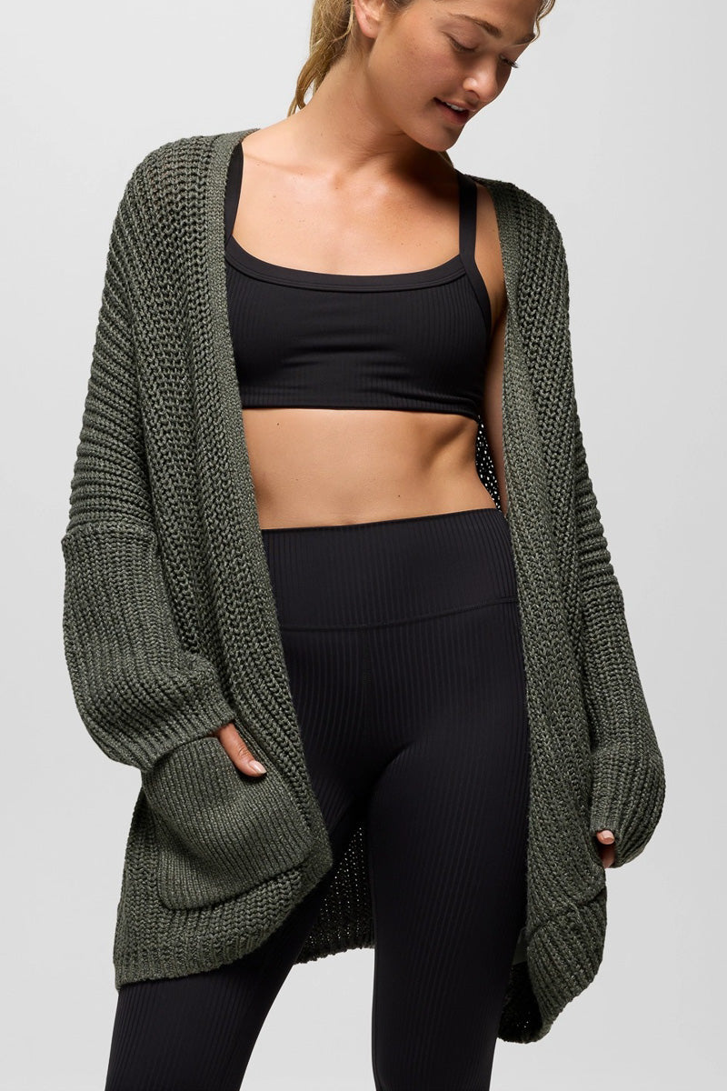 Women's Sunday River Long Cardigan Large Thyme