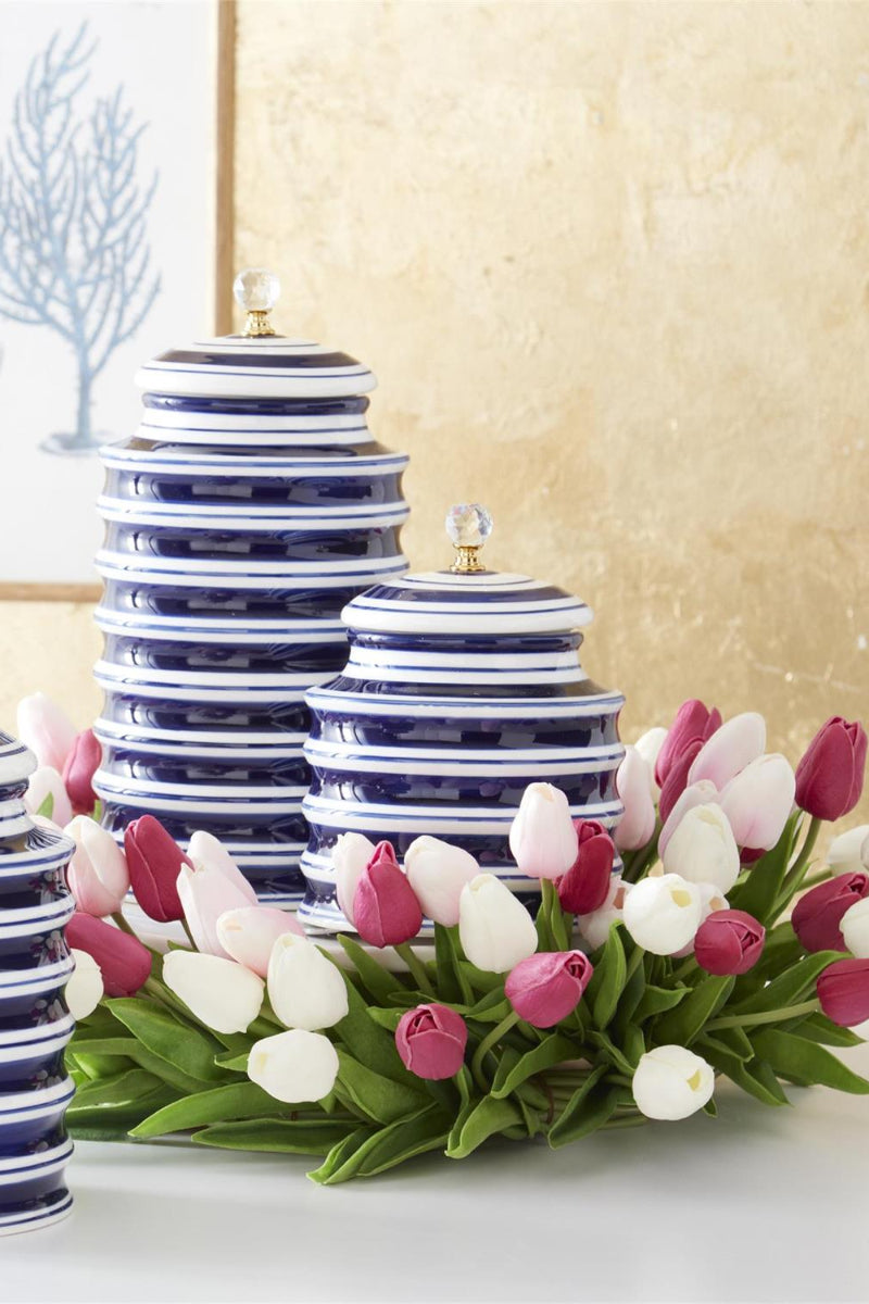 Faux Real Touch Mini Tulip Wreath 22" Fuchsia Pink & White