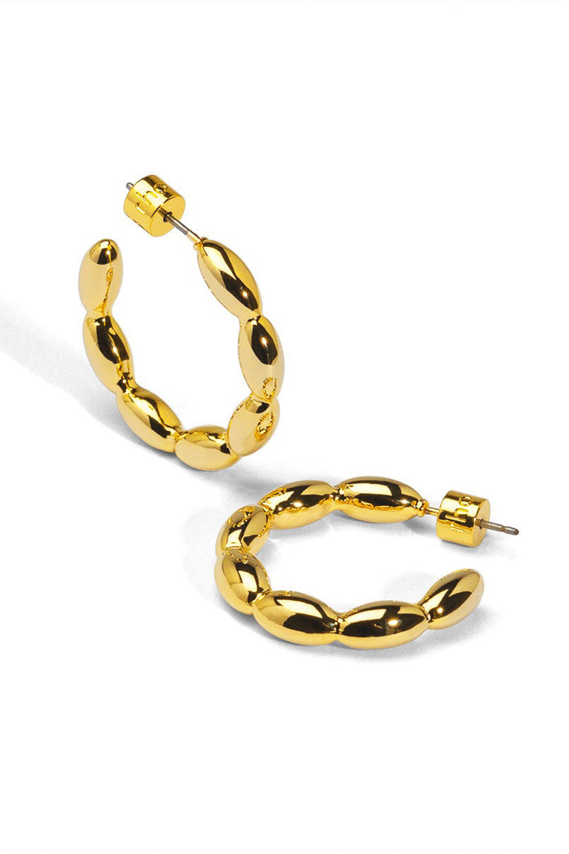 Rho Beaded Chunky Hoop Earrings Gold
