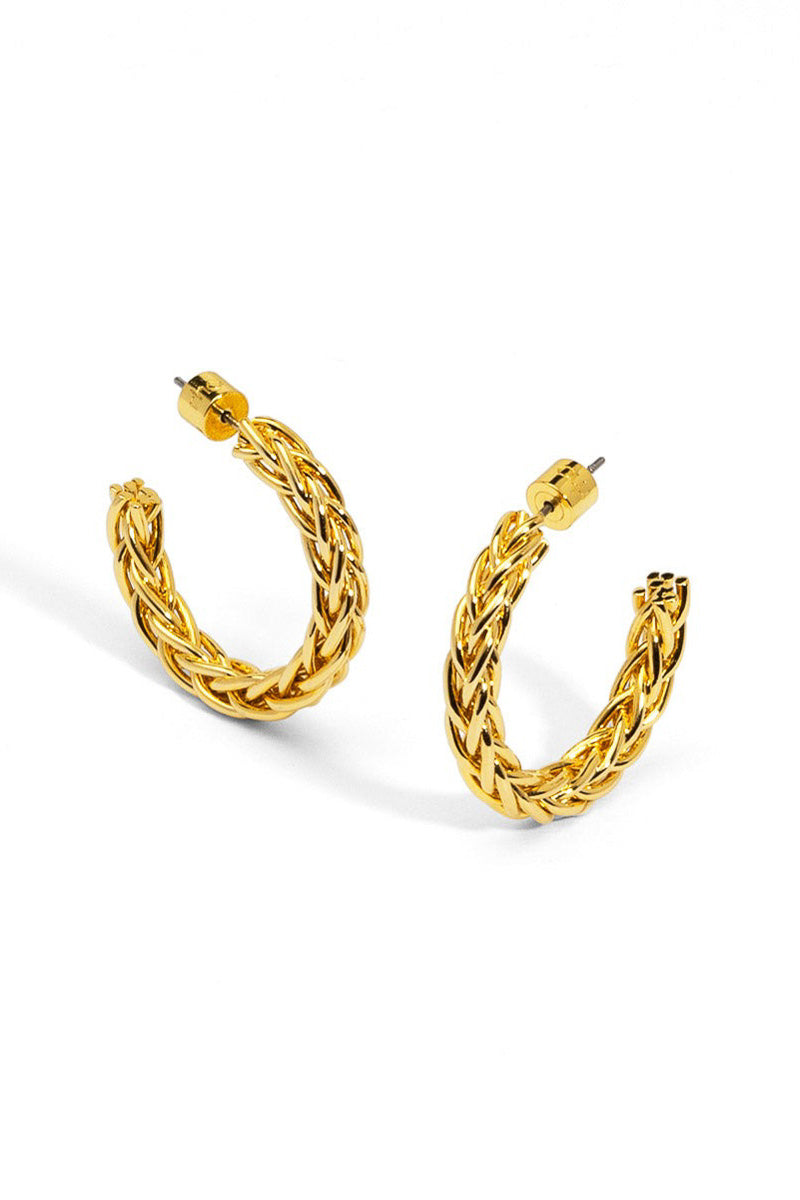 Rho Braided Hoop Earrings Gold