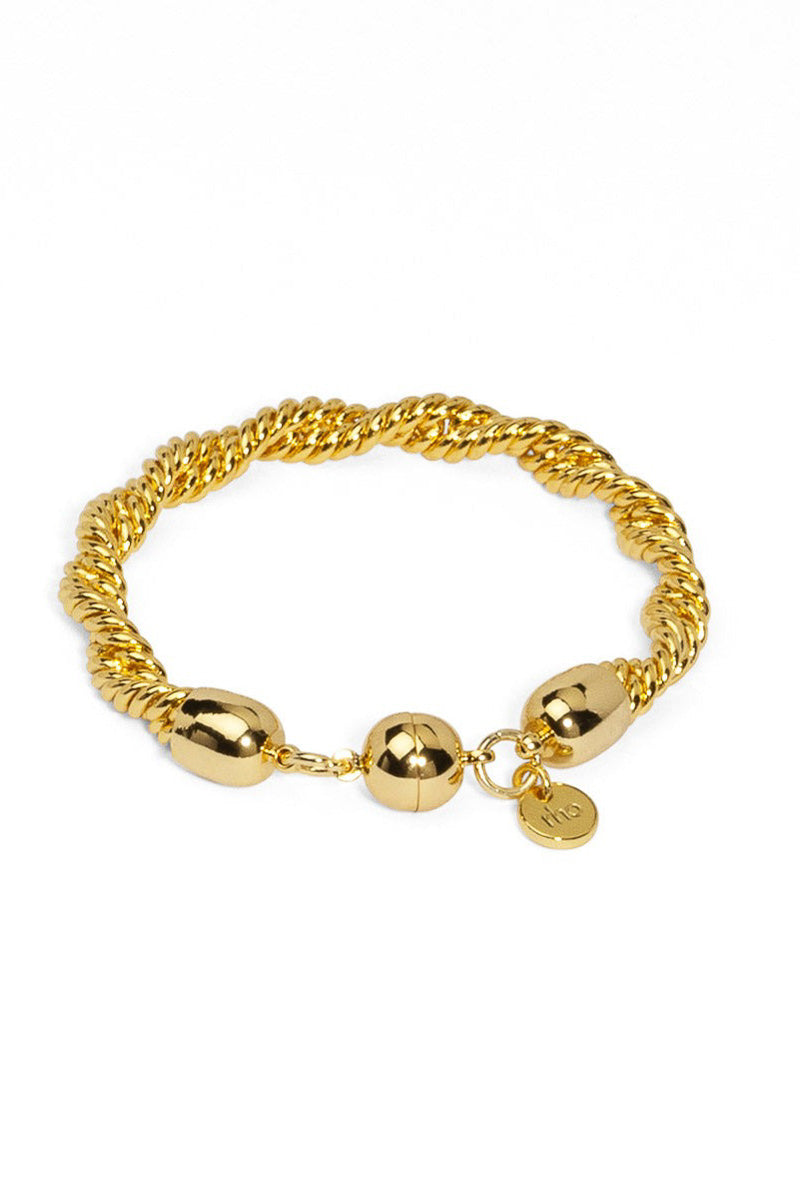 Rho Braided Twisting Links Bracelet Gold
