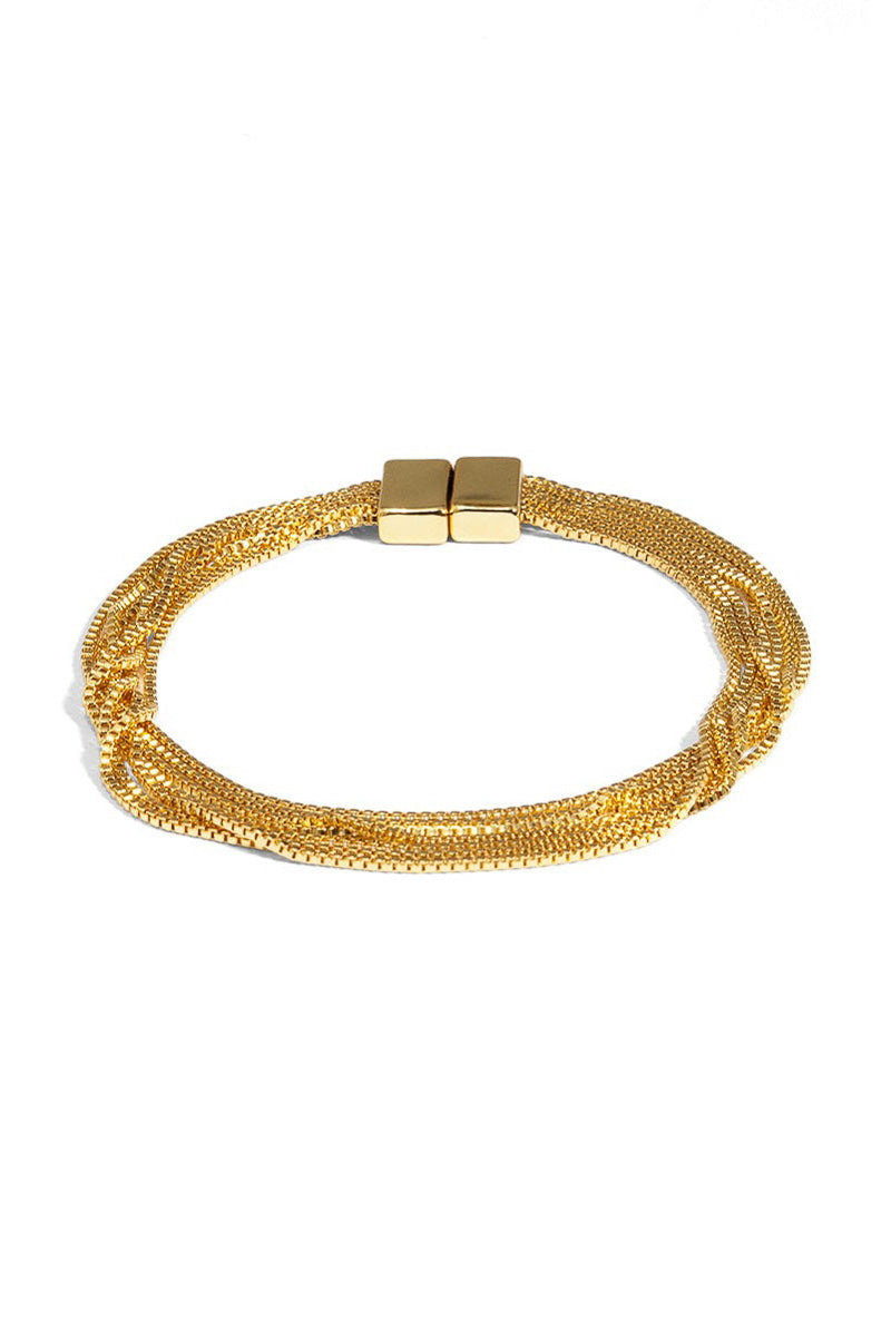 Rho Herringbone Multichain Bracelet Gold