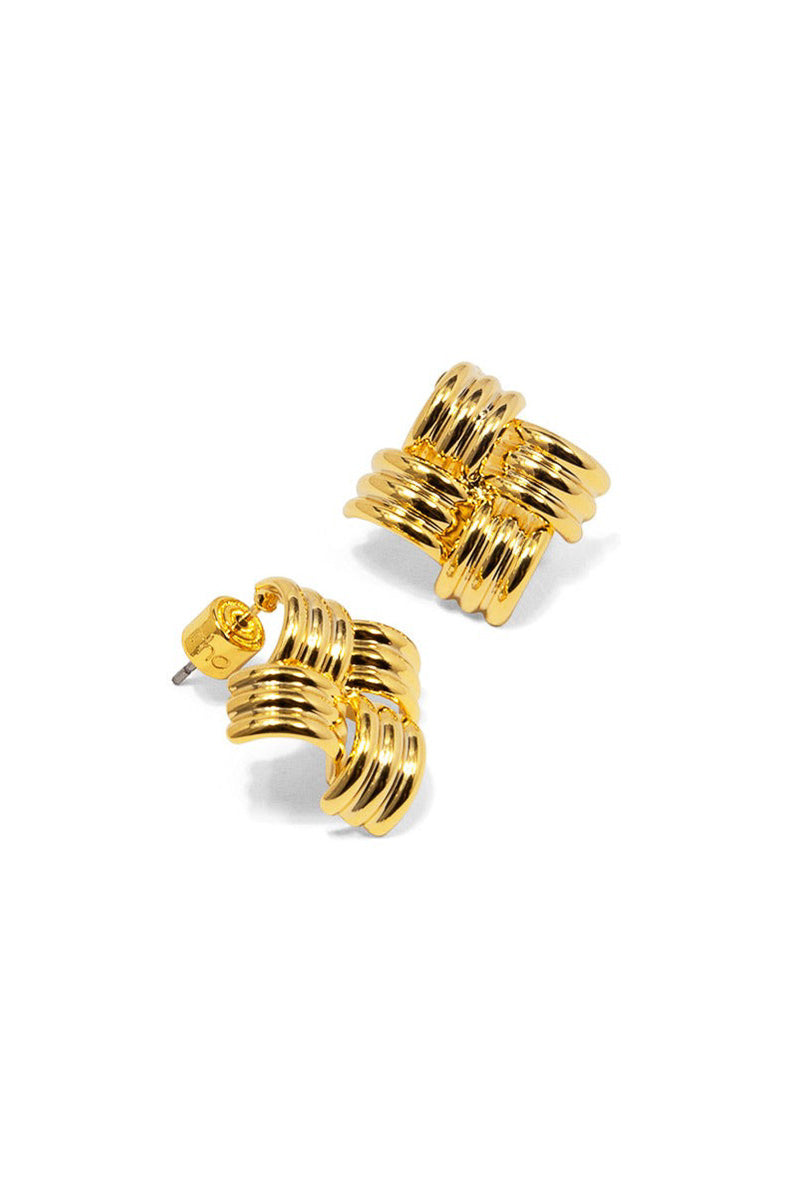 Rho Interwoven Ridged Stud Earrings Gold
