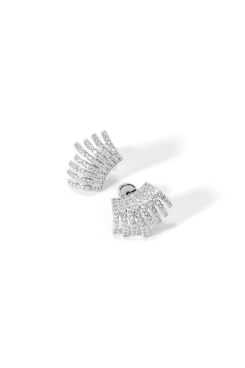 Rho Sunbeam Pave Stud Earrings Rhodium
