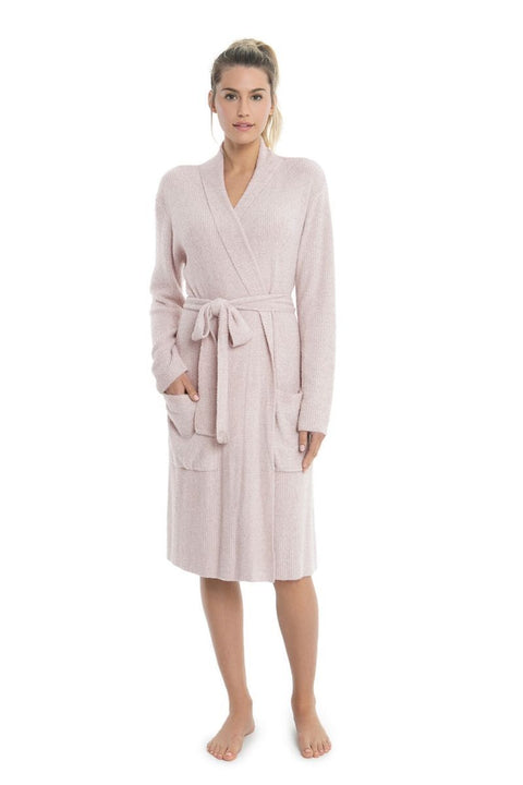 ROBE RIBBED ROSE/PEARL L/XL