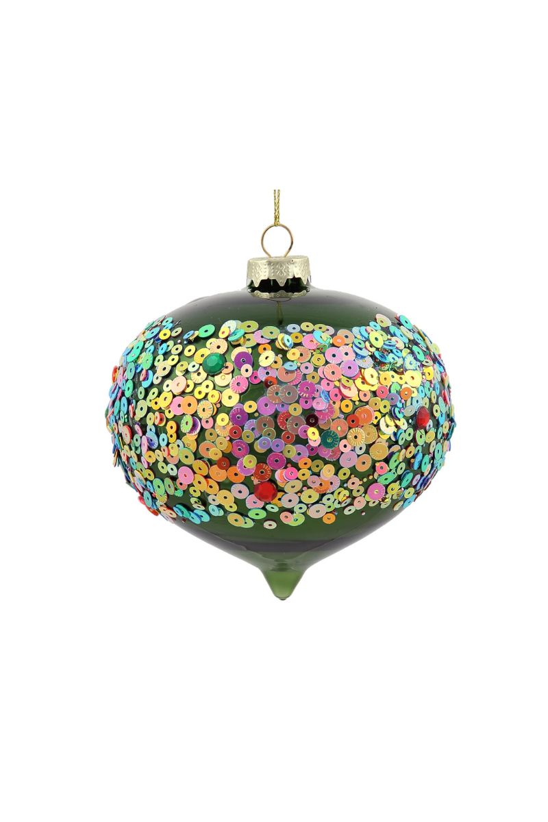 Multi Sequin Jewel Kismet Ornament 4.72" Green