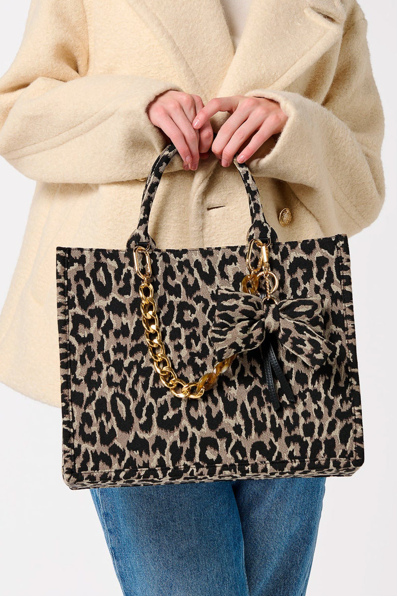 Shiraleah Leopard Bow Bag Charm Key Ring Leopard