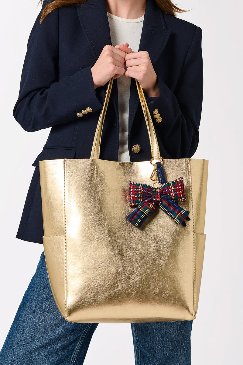 Shiraleah Plaid Bow Bag Charm Key Ring Navy