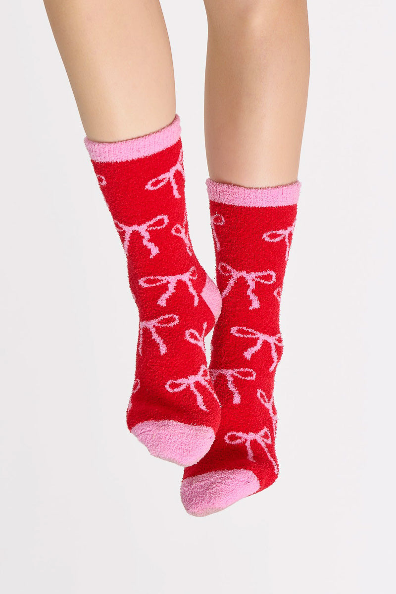 Shiraleah Bow Socks Red