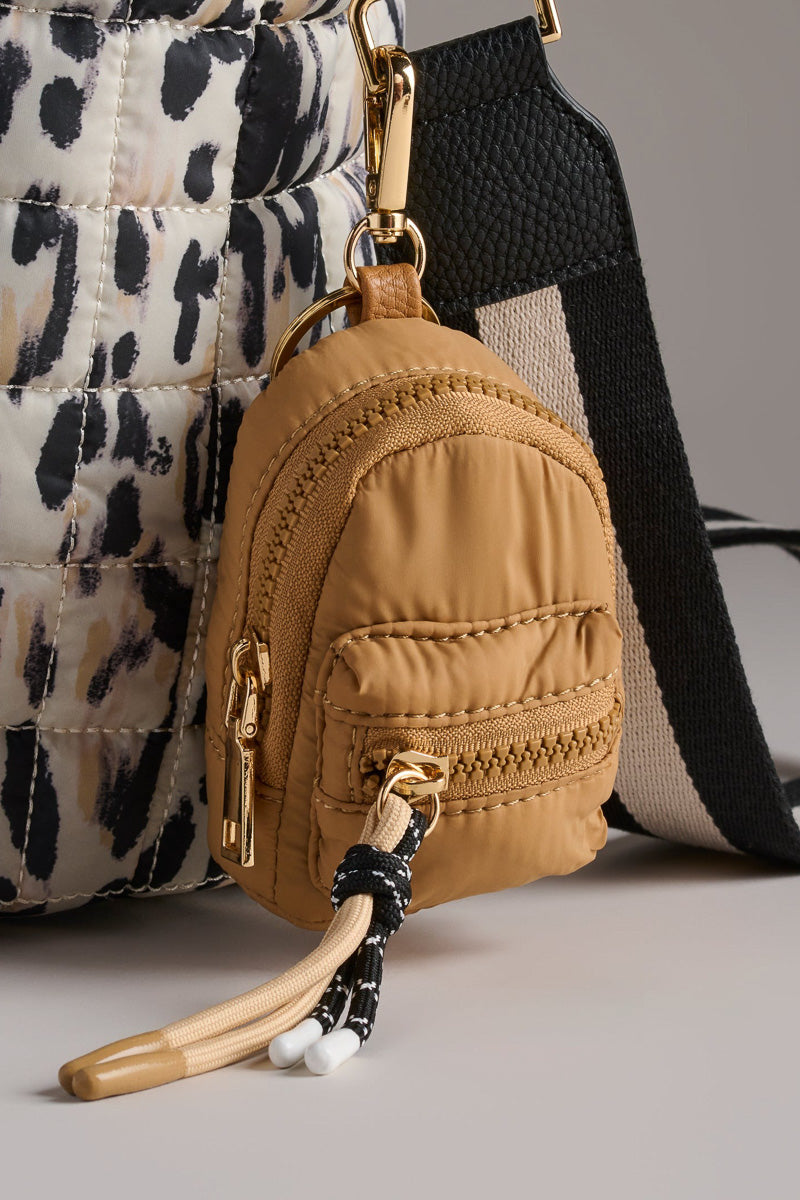 Shiraleah Ezra Mini Backpack Bag Charm Key Ring Tan