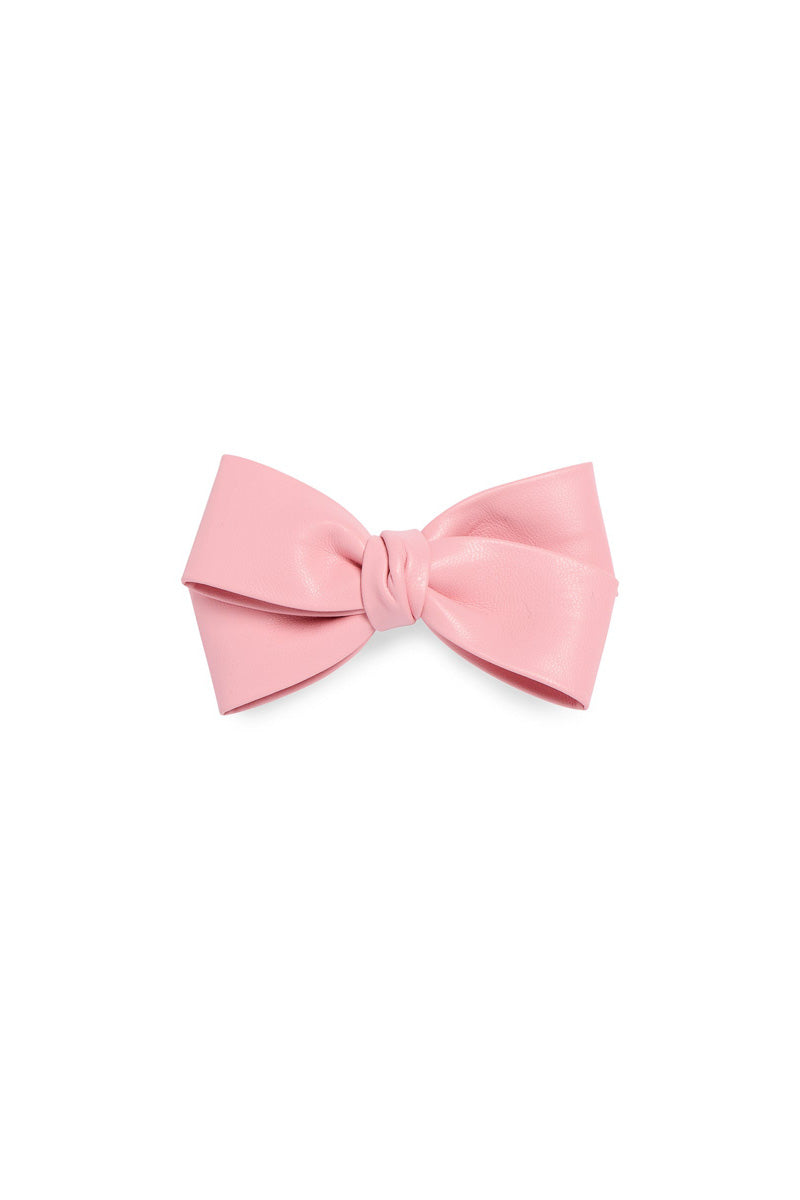 Shiraleah Faux Leather Bow Clip Blush