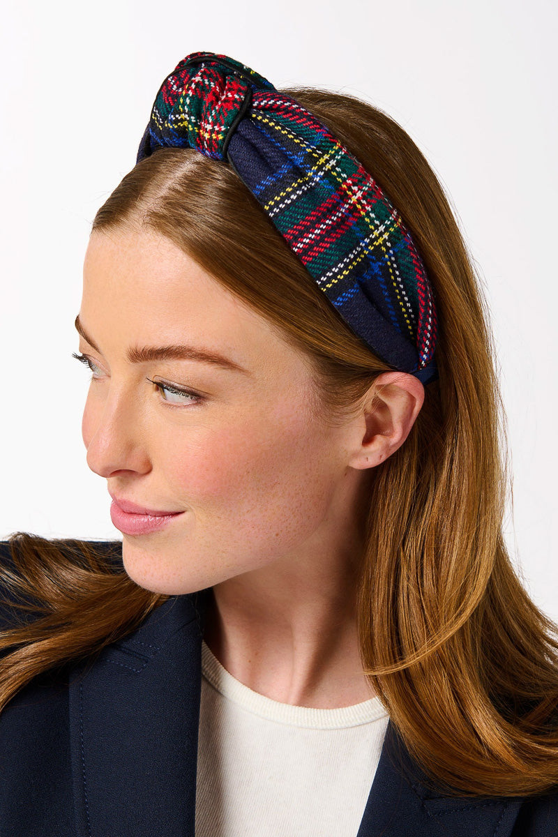Shiraleah Tartan Knotted Headband Navy