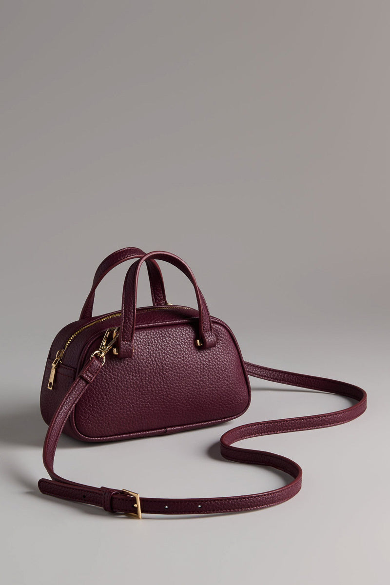 Shiraleah Vallerie Pebble Grain Mini Top Handle Bag Wine
