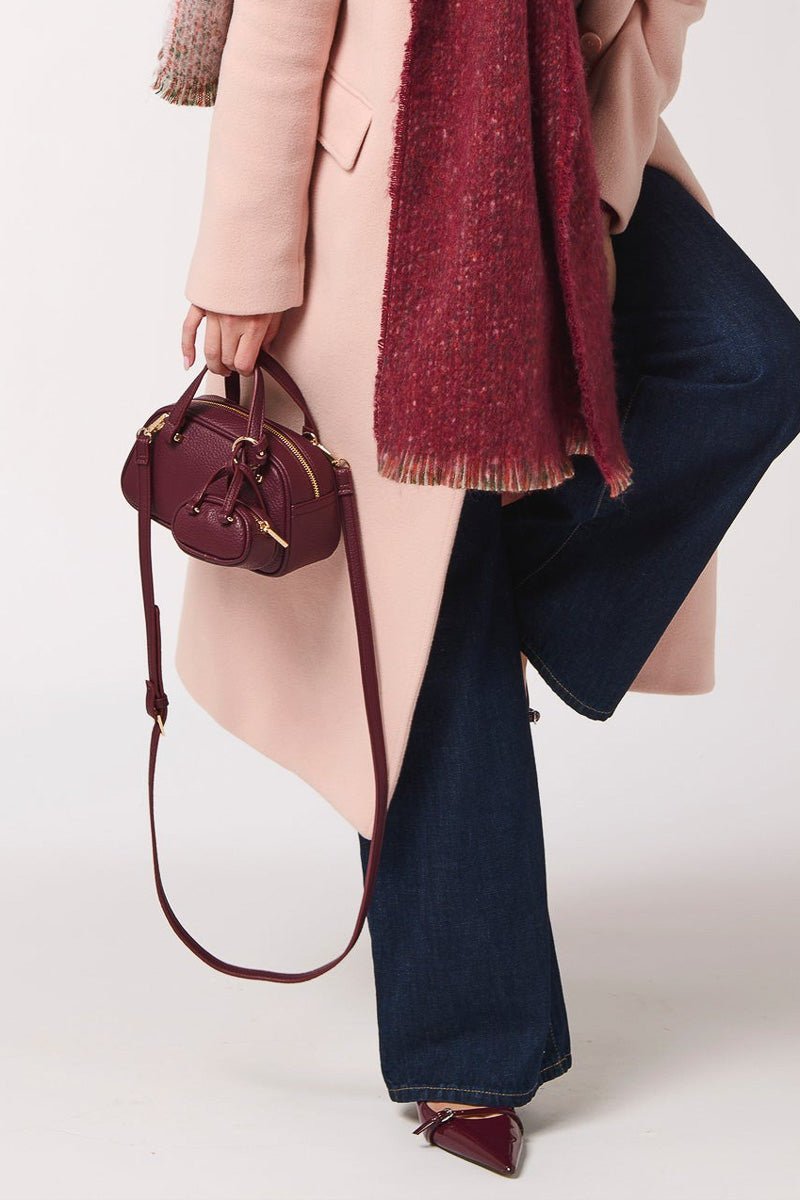 Shiraleah Vallerie Pebble Grain Mini Top Handle Bag Wine