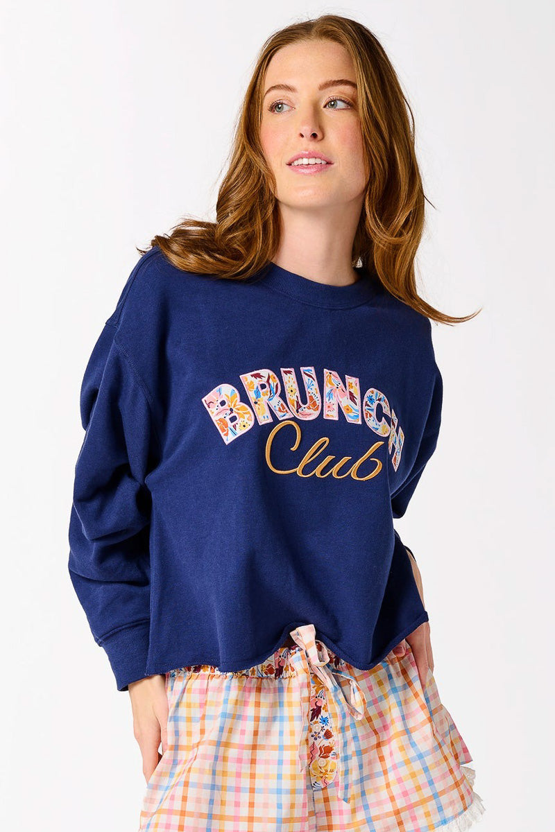 Shiraleah "Brunch Club" Lounge Sweatshirt Medium Navy
