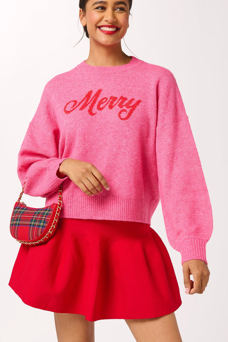 Shiraleah "Merry" Sweater Medium Pink