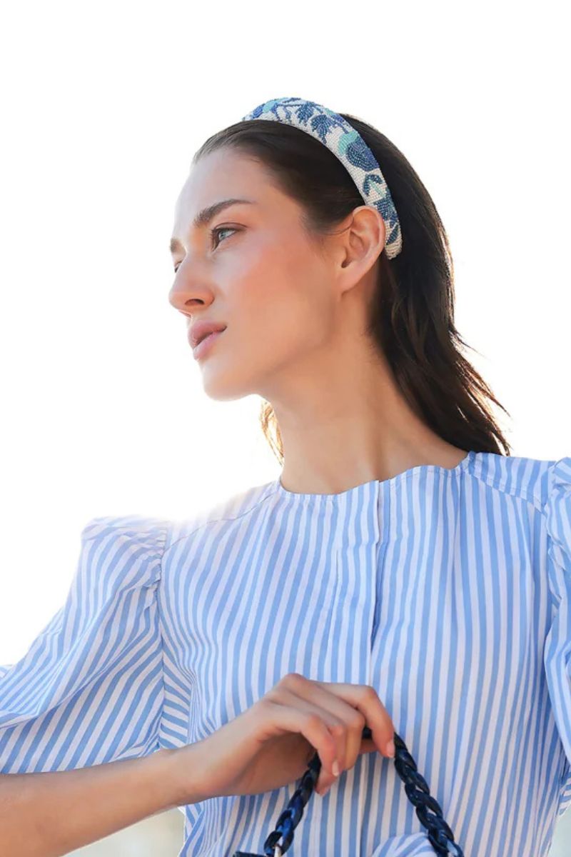 Shiraleah Beaded Floral Headband Blue