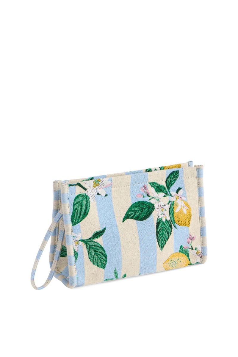 Shiraleah Lemon Stripe Jacquard Wristlet Pouch Blue