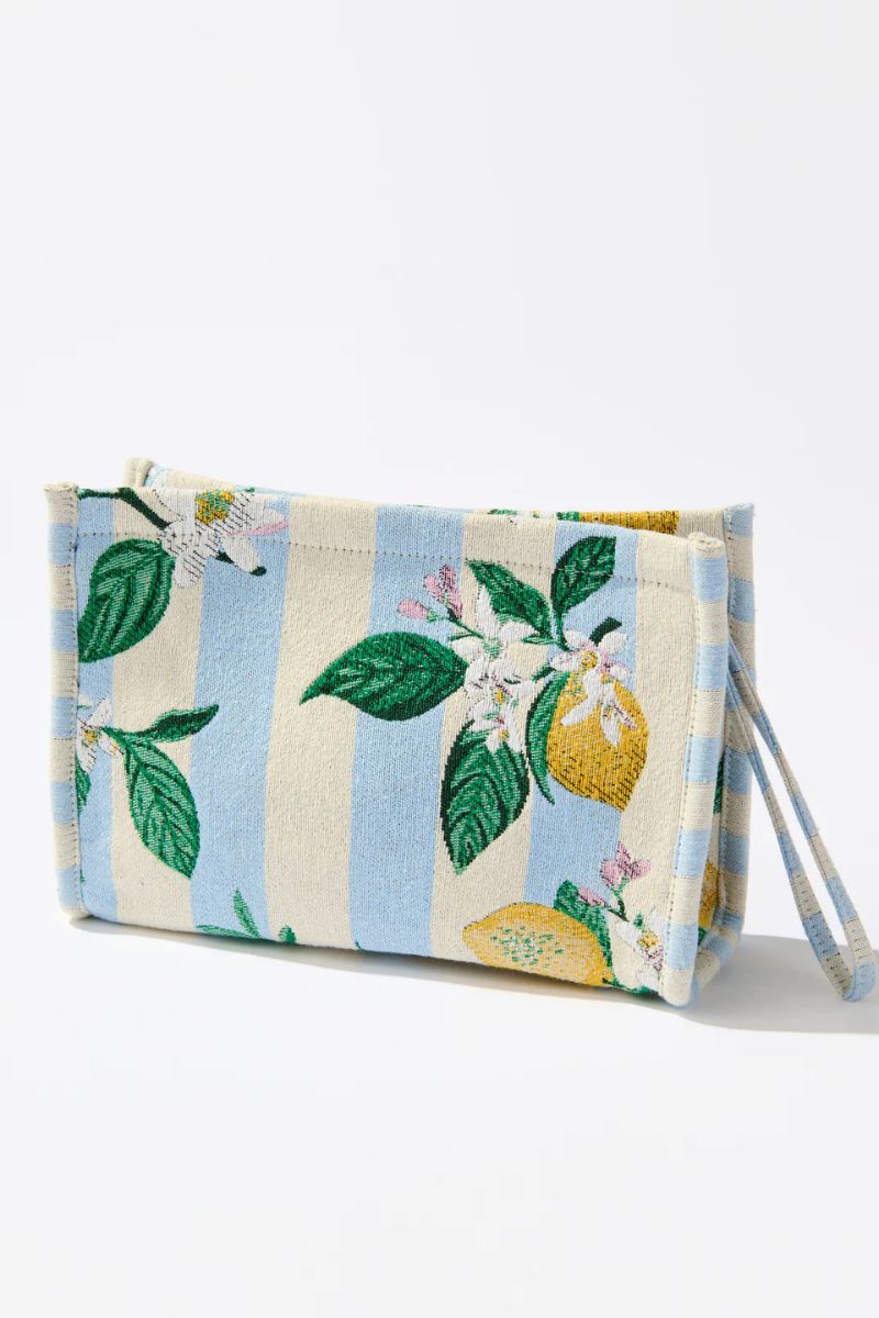 Shiraleah Lemon Stripe Jacquard Wristlet Pouch Blue