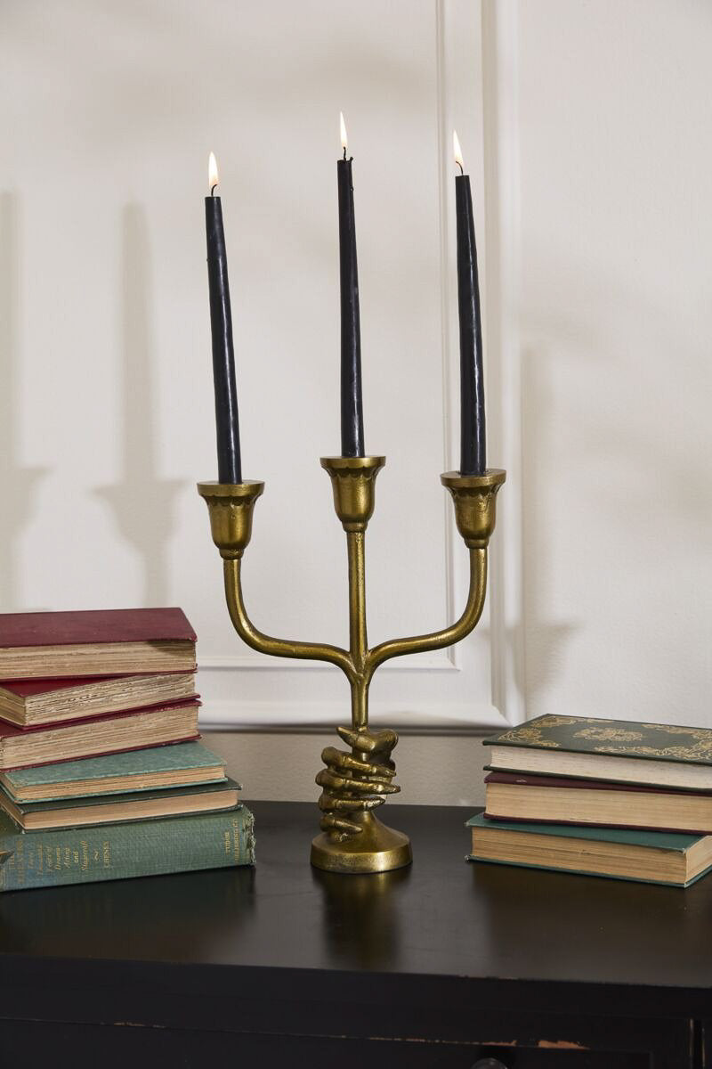 Skeleton Candelabra 10.5"x 4"x 14.25 Antique Gold