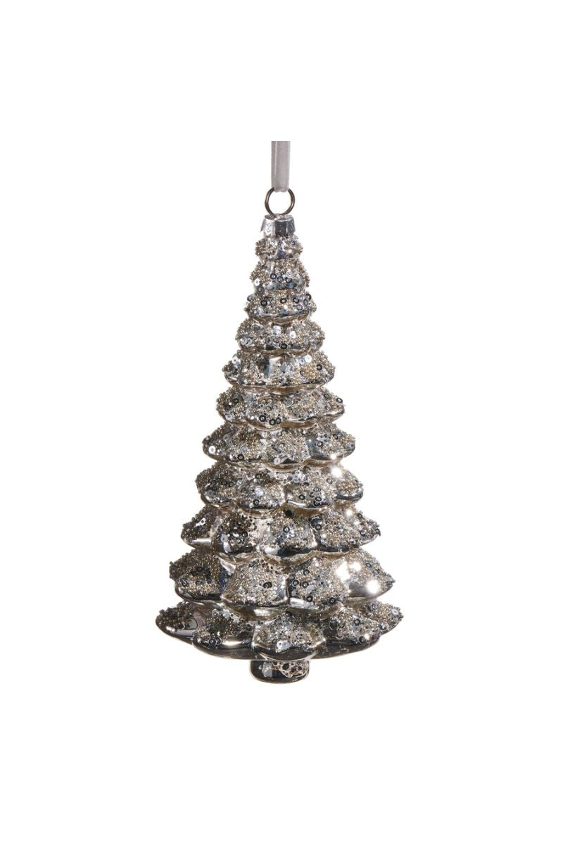 Sparkle Tree Ornament 7" Silver