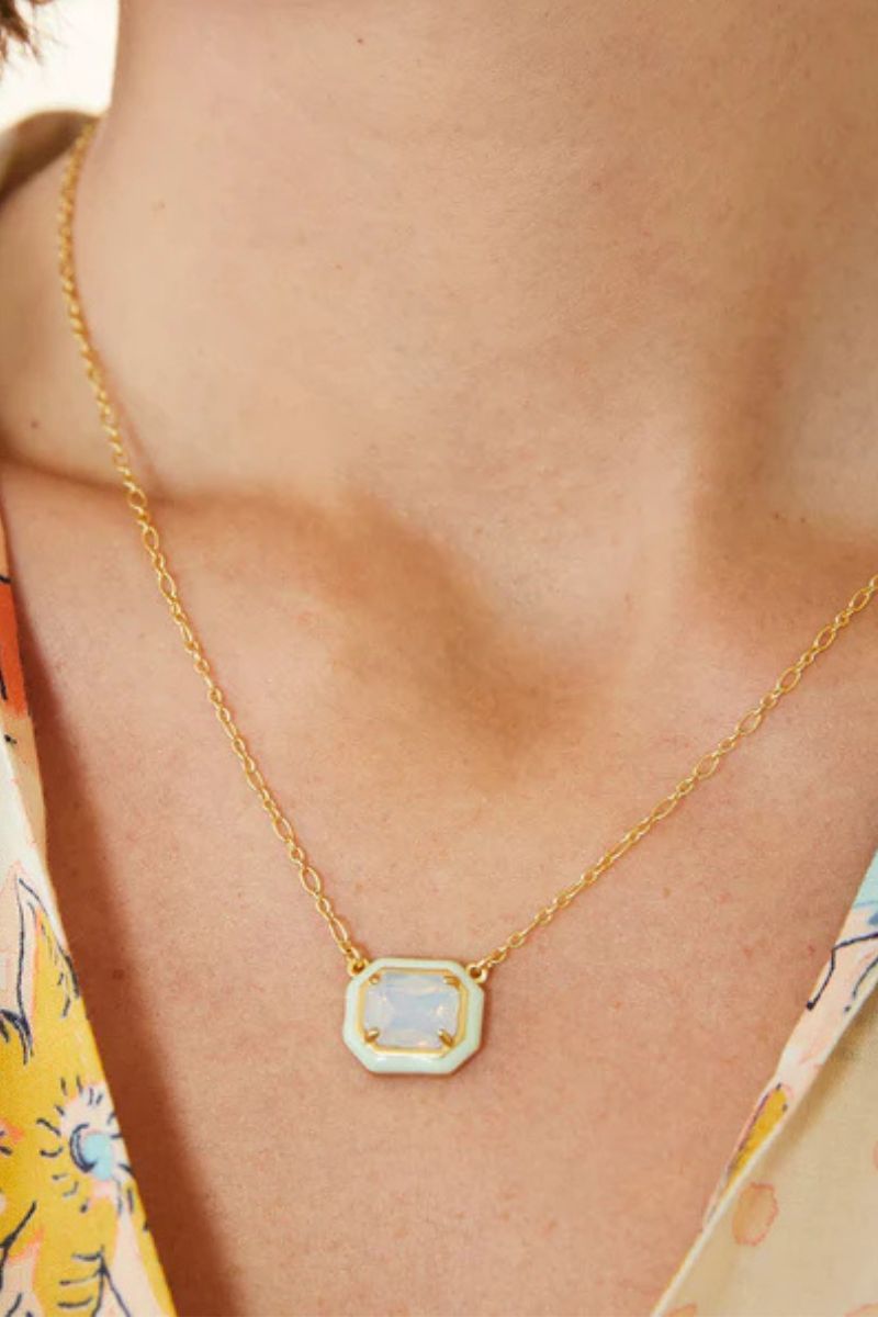 Spartina Clara Window Necklace 17'' White Opal