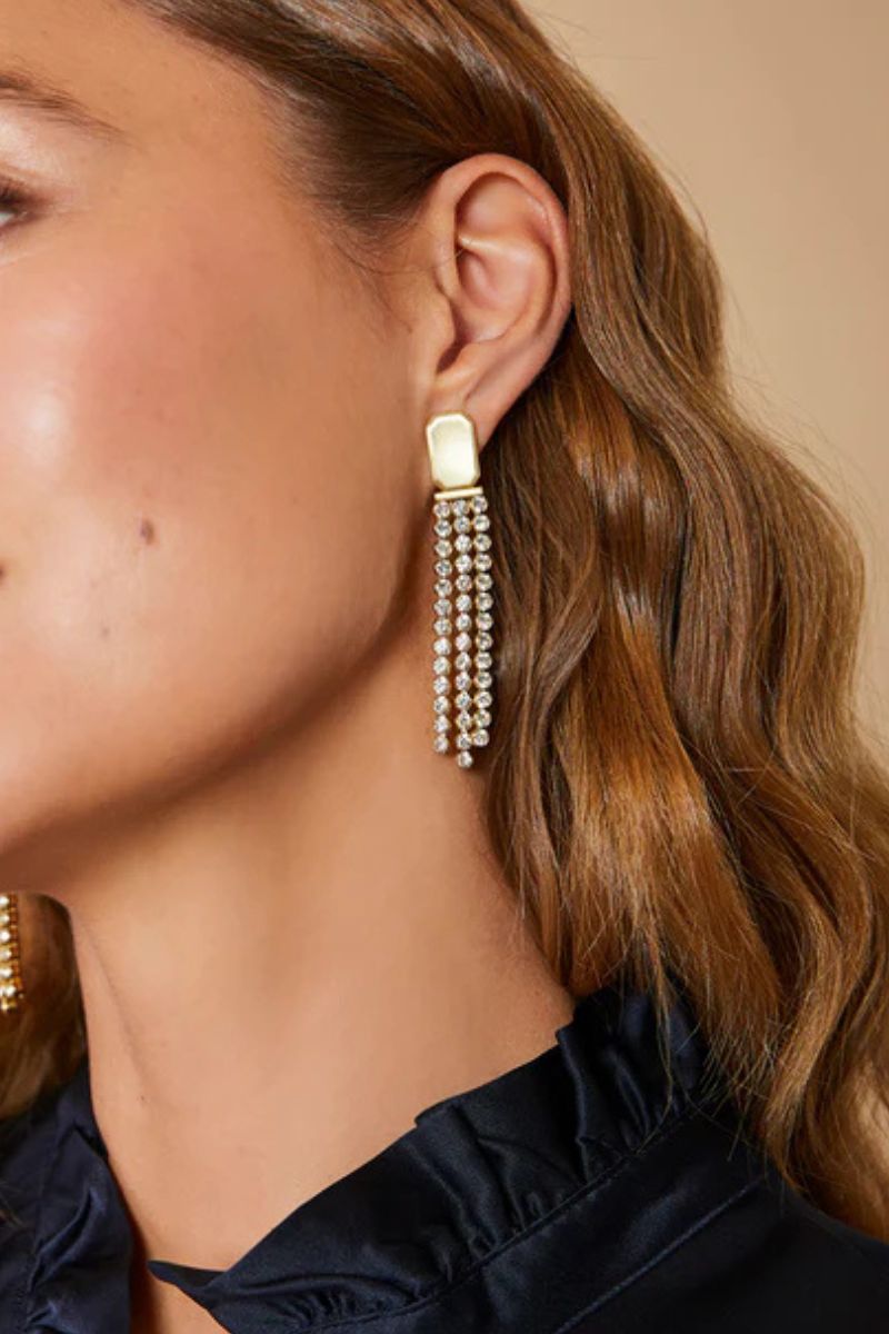 Spartina Mill Creek Earrings Crystal & Gold