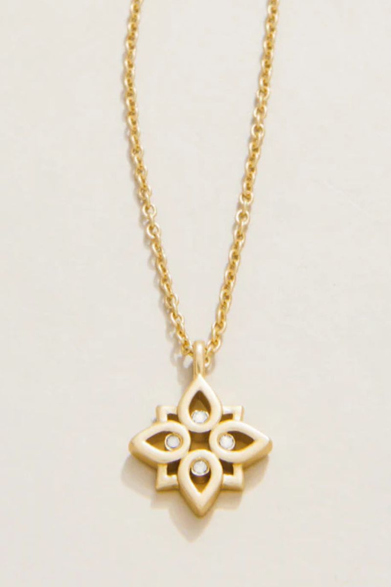 Spartina Sea La Vie Never Give Up Lotus Necklace Gold