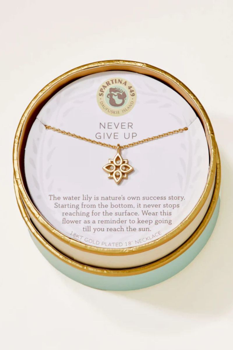 Spartina Sea La Vie Never Give Up Lotus Necklace Gold