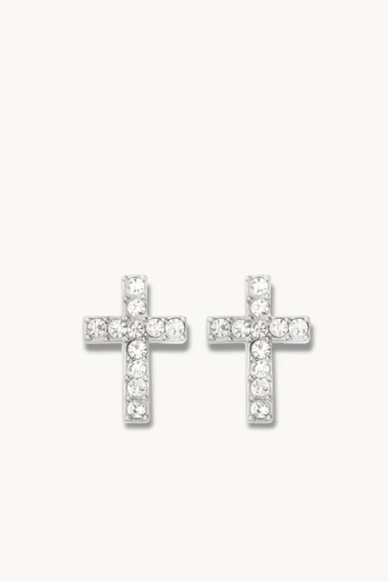 Spartina Sea La Vie Stud Earrings Have Faith Cross Silver
