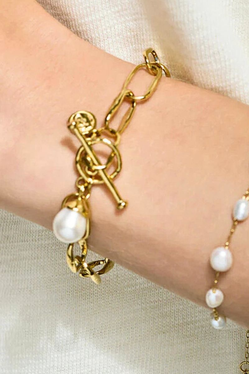 Spartina Splash Collection Bluffton Toggle Bracelet 7.5" Pearl