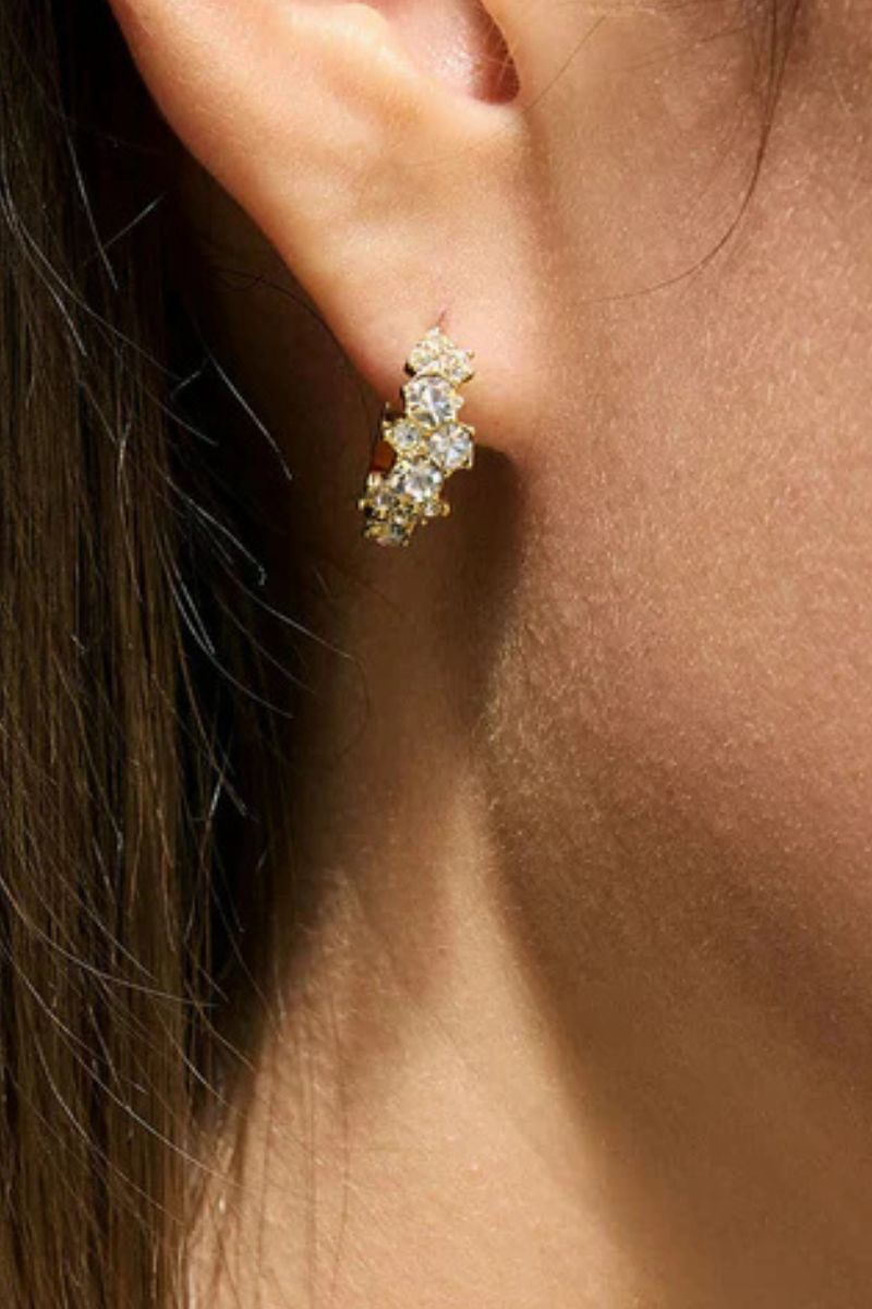 Spartina Splash Collection Champagne Bubbles Hoop Earrings 14mm Crystal