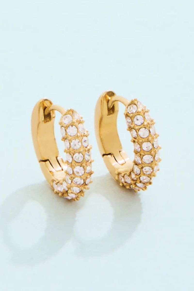 Spartina Splash Collection Shine On Pave Hoop Earrings 12mm Crystal