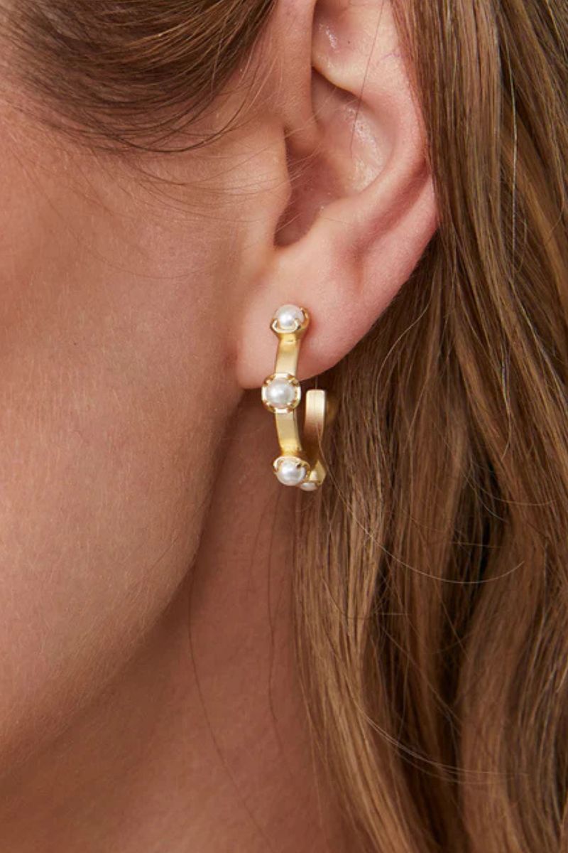 Spartina Stand Out Midi Hoop Earrings Pearl