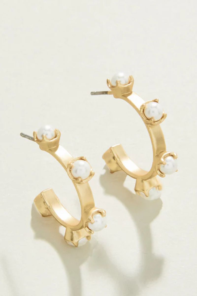 Spartina Stand Out Midi Hoop Earrings Pearl