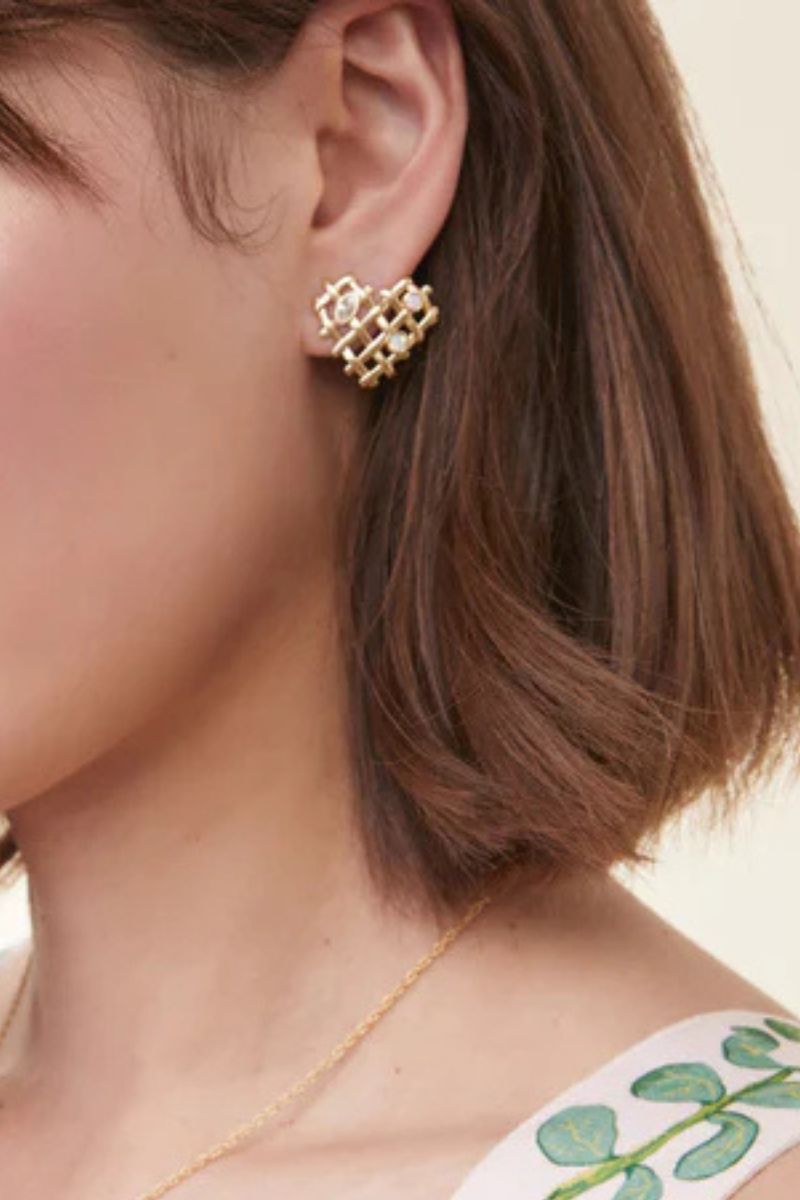 Spartina Woven Heart Earrings Crystal