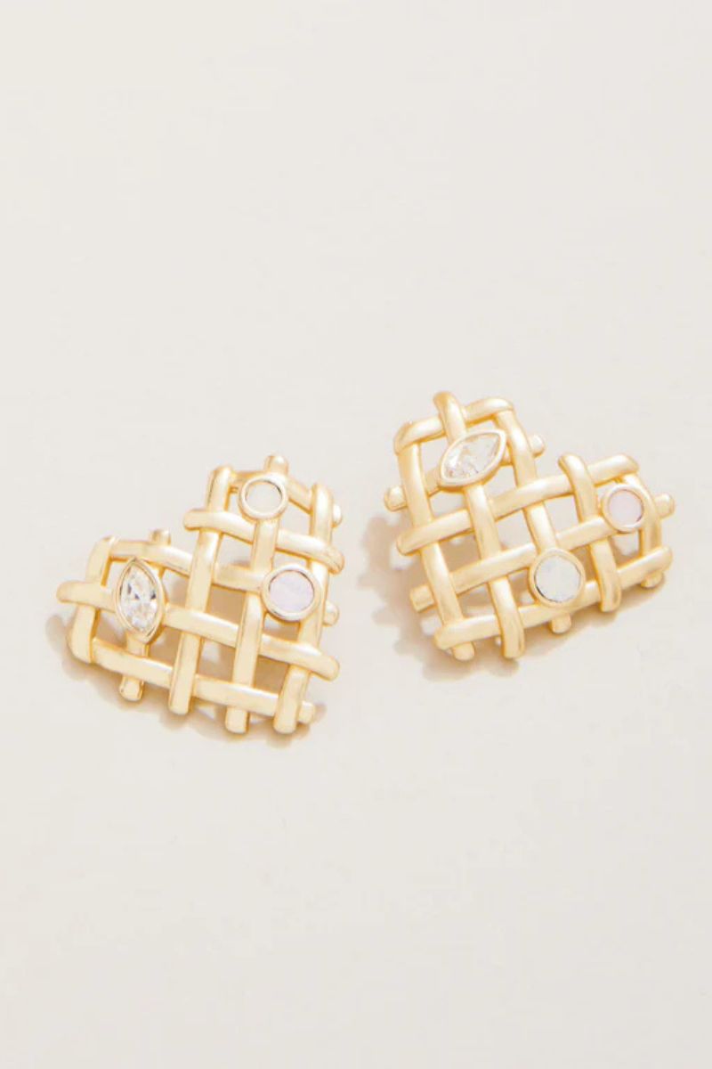 Spartina Woven Heart Earrings Crystal