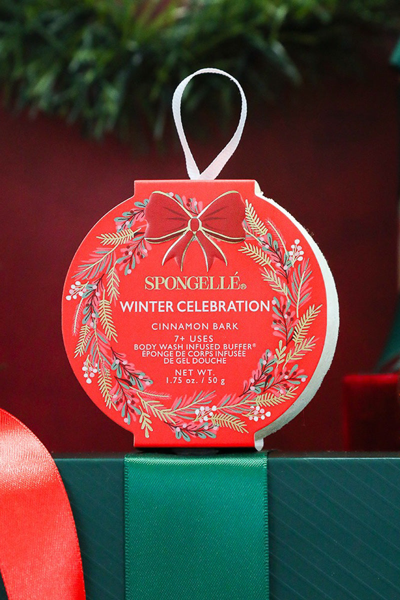 Spongelle Winter Celebration Cinnamon Bark Holiday Wreath Buffer